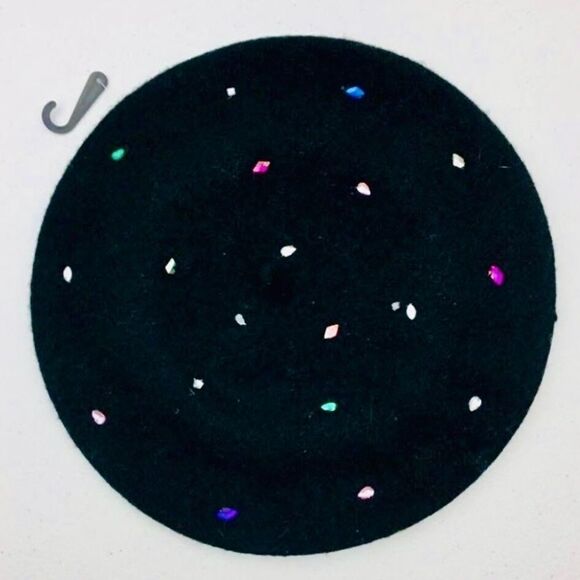 INC Classic Wool Beret Embellished with Multi-Colored Crystal Accents - MSRP $38 - Picture 4 of 6